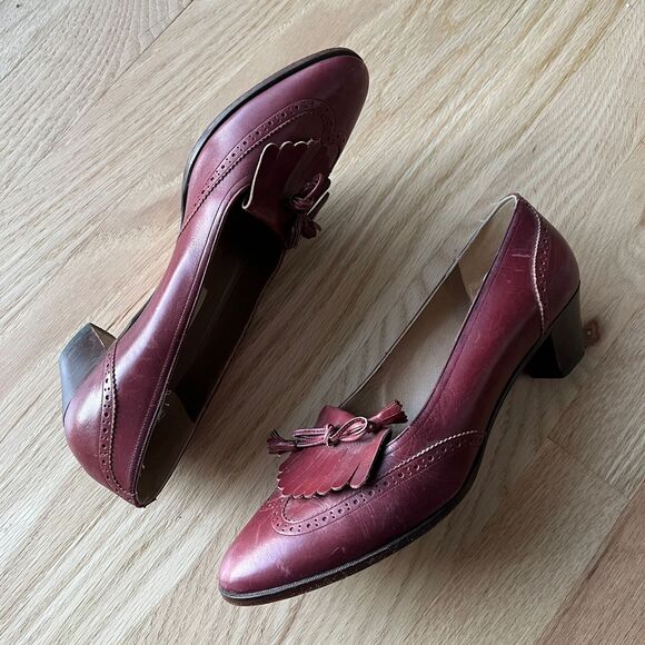 Cole Haan Vintage Womens Extra Narrow red Leather Loafers Slip On size 8.5AA - Picture 6 of 9